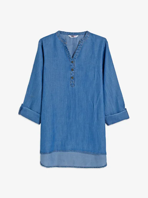 Pink Nine blue plain denim top