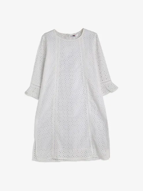 Pink Nine cotton white chikankari tunic top