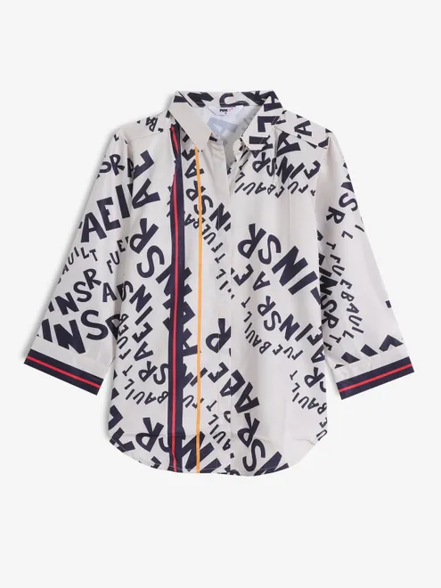 PINK NINE printed off white shirt