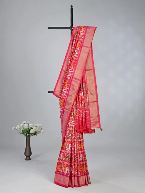 Pink patola silk saree for wedding special