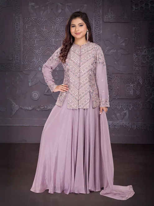 Pink shimmer silk palazzo suit for wedding wear