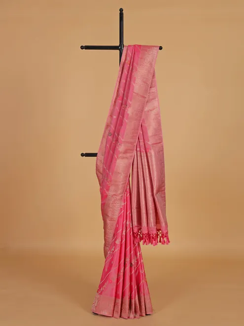 Pink stylish silk festive wear saree