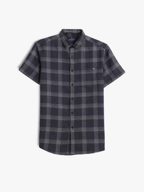 PIONEER black checks half sleeve shirt