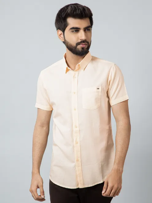 Pioneer solid cream patch pocket shirt
