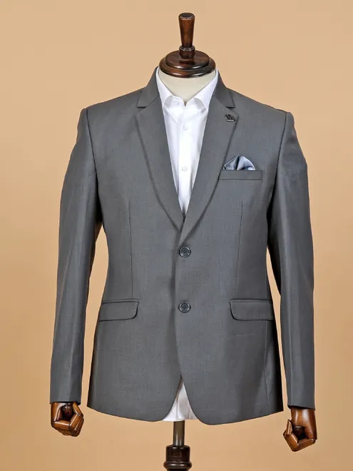 Plain grey terry rayon blazer