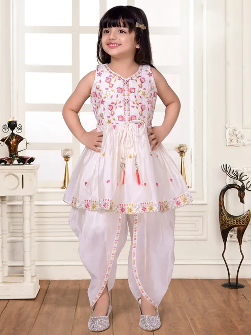 Pretty cream silk dhoti set