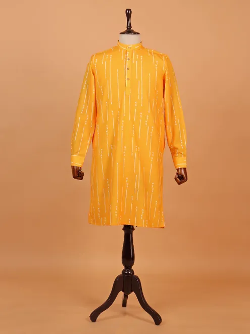 Printed mstard yellow kurta set