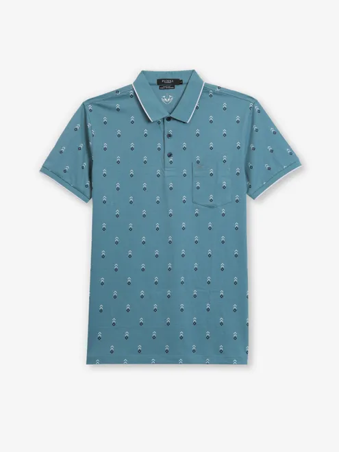 PSOULZ mint blue printed cotton t-shirt