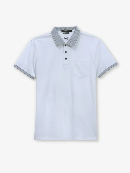 PSOULZ plain cotton white polo t-shirt