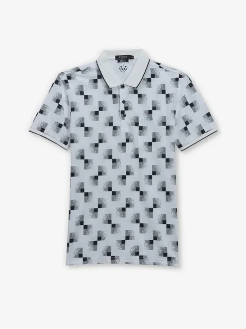 PSOULZ white printed polo t-shirt in cotton