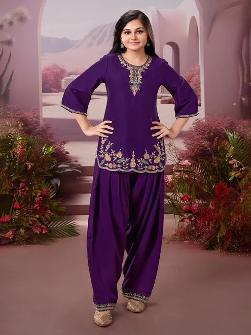 Purple cotton silk elegant salwar suit