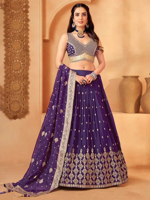 Purple georgette ethnic finest lehenga choli
