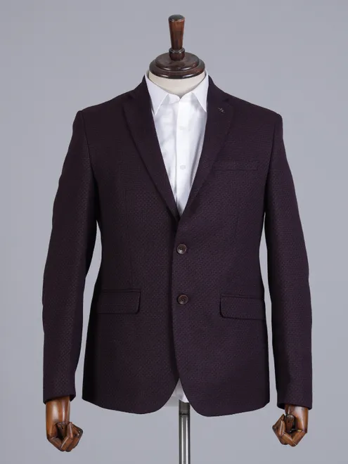 Purple imported terry rayon two button blazer