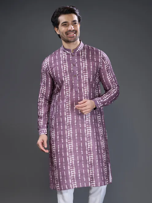 Purple printed kurta pajama set