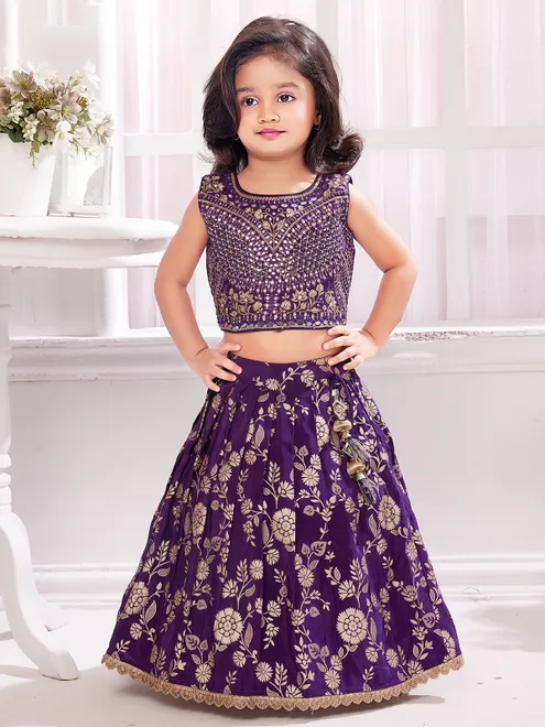 Purple silk lehenga choli with zari work