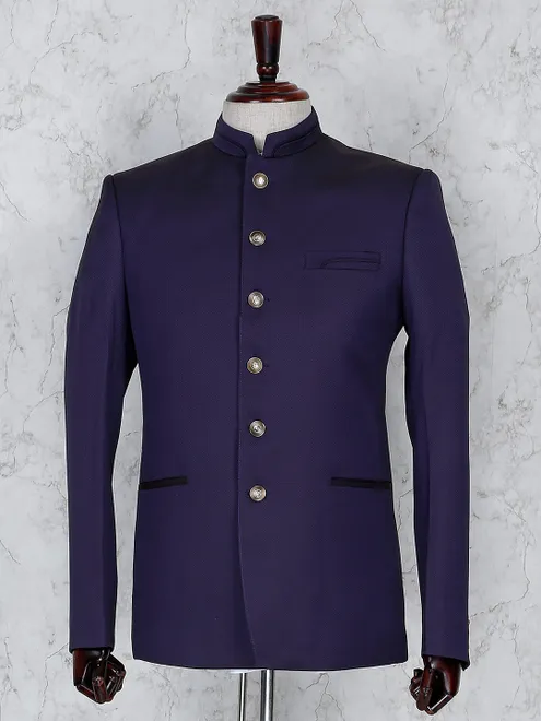 Purple terry rayon fabric solid jodhpuri blazer