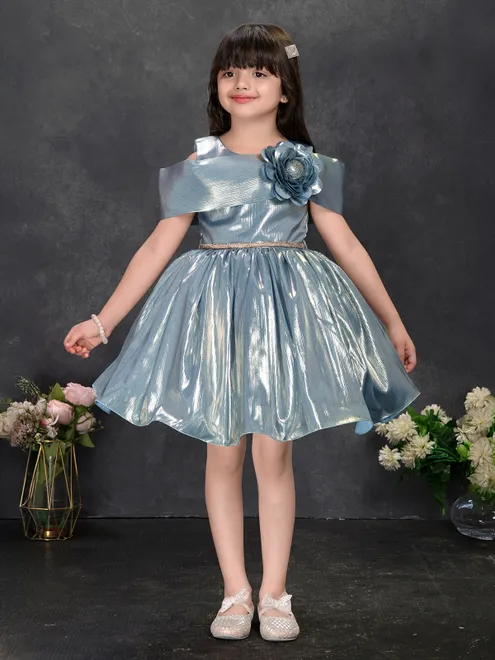 Radiant pastel grey tissue silk frock