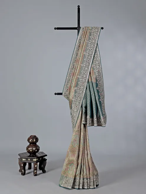 Rama blue kanjivaram silk saree