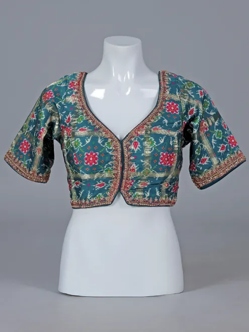 Rama blue printed modal silk blouse