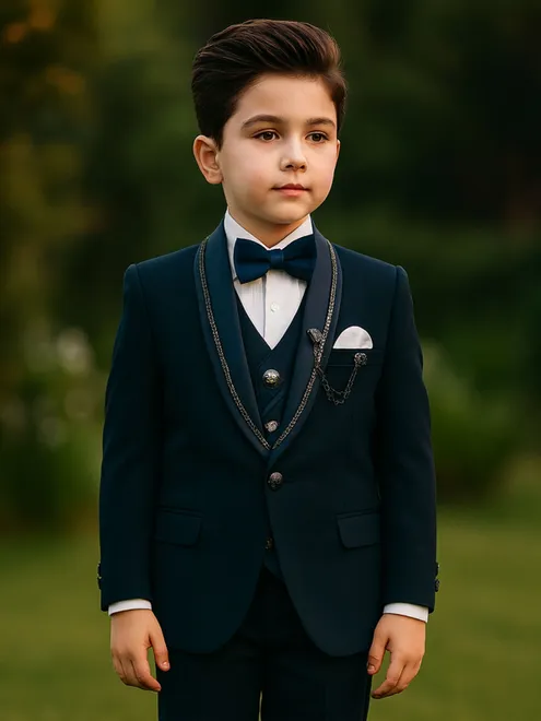 Rama blue terry rayon coat suit with cutdana work