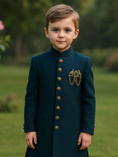 Rama blue terry rayon indowestern suit