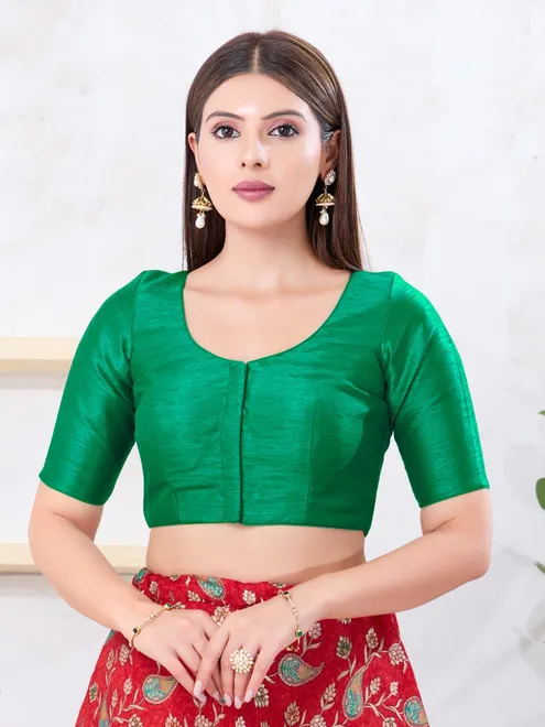 Rama green dupion silk elegant festive blouse