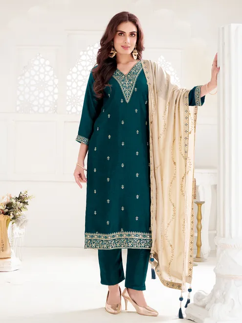 Rama green festive salwar suit ensemble