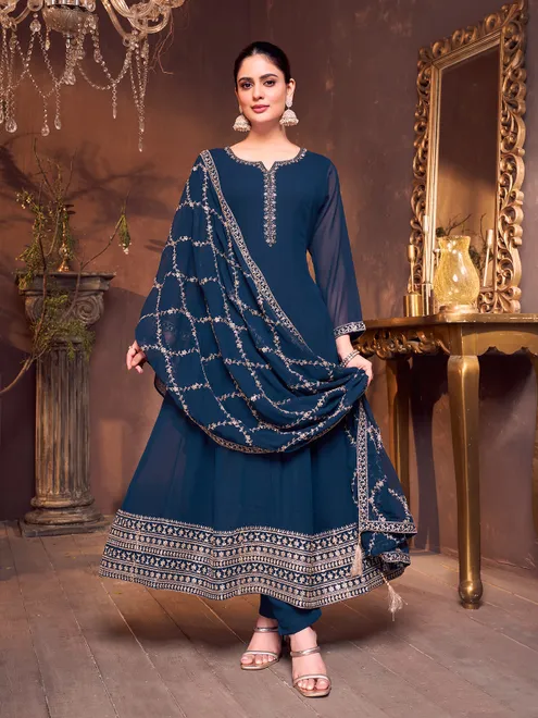 Rama green festive salwar suit for wedding
