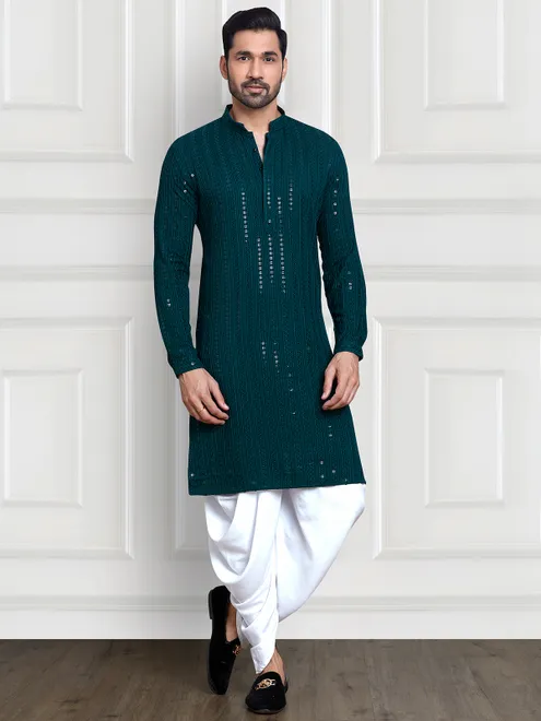 Rama green rayon cotton  Men Kurta pajama