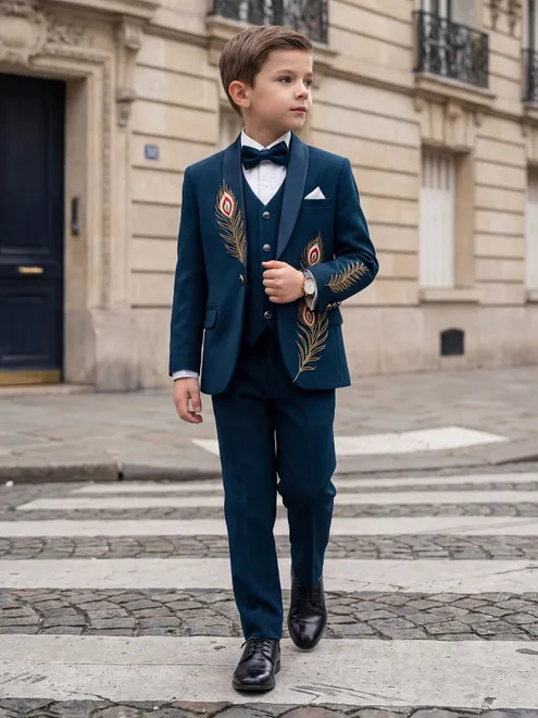Rama green terry rayon coat suit for reception party
