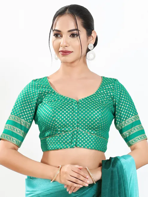 Rama green zari brocade festive blouse