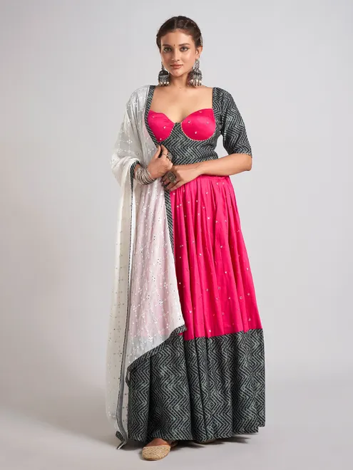 Rani and black silk navratri chaniya choli