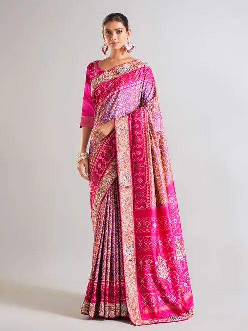 Rani color patola silk saree