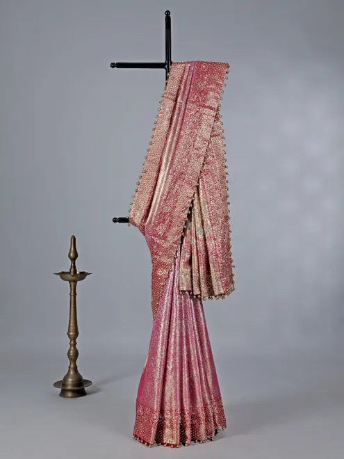 Rani pink and red kanjivaram silk saree