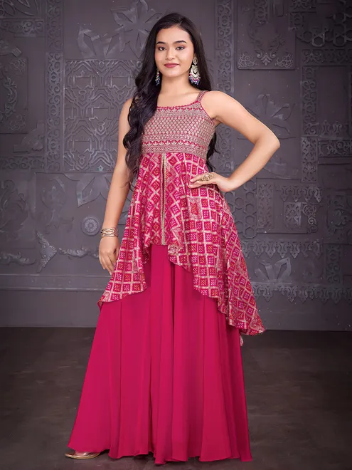 Rani pink designer palazzo suit for wedding wear