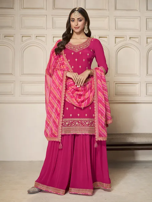 Rani pink georgette pakistani palazzo suit