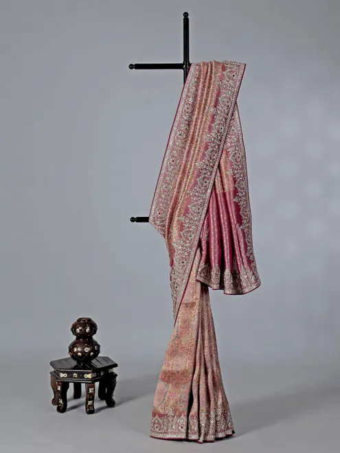 Rani pink kanjivaram silk wedding saree