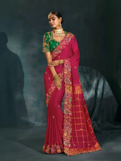 Rani pink silk saree for wedding