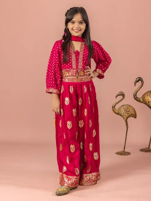 Rani silk aabla work palazzo suit