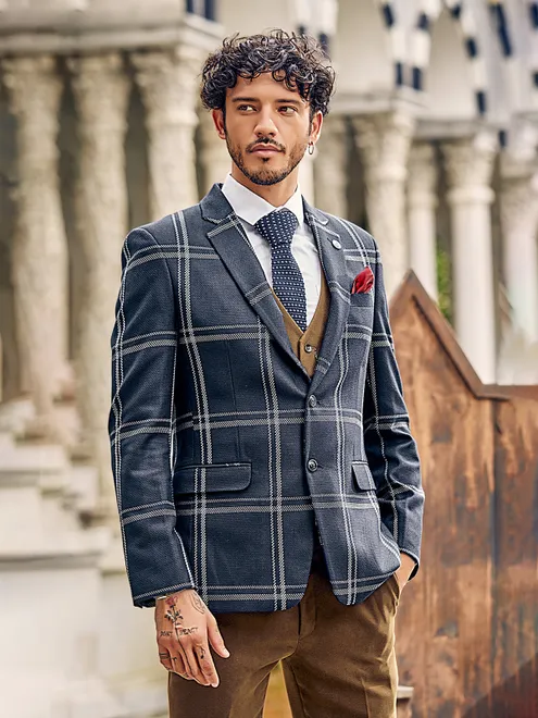 Reception look charcoal grey terry rayon coat suit