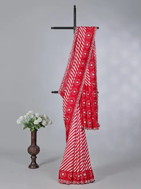 Red patola silk saree for women wedding wear