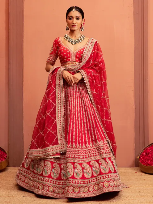 Red wedding lehenga choli for bride