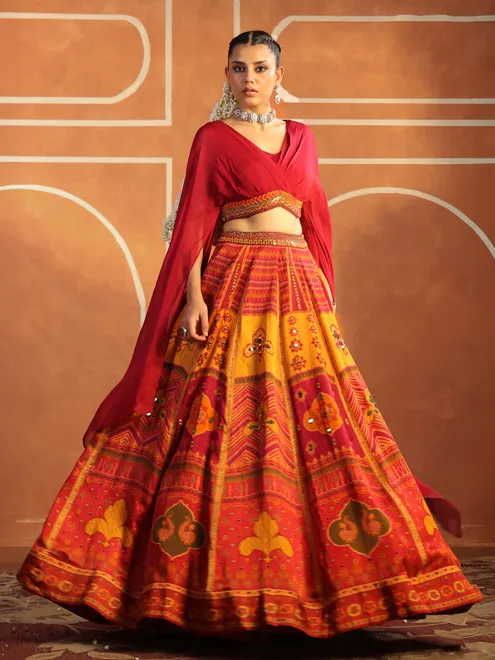 Reddis pink silk lehenga choli with designer choli