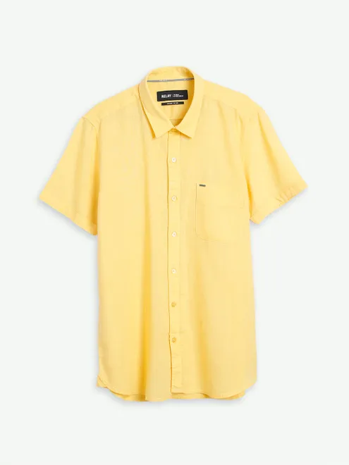 Relay plain yellow cotton shirt