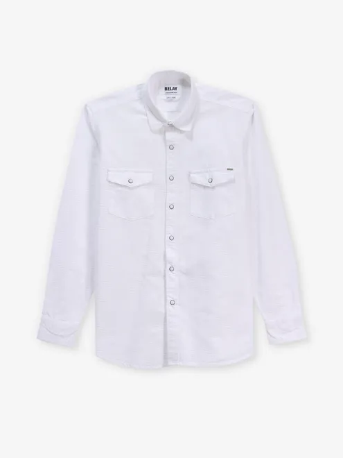 RELAY solid white cotton casual wear shirt