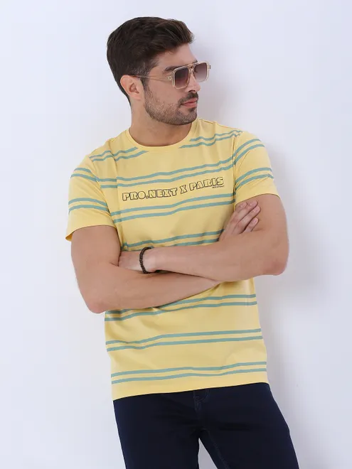 REX STRAUT yellow slim fit t-shirt