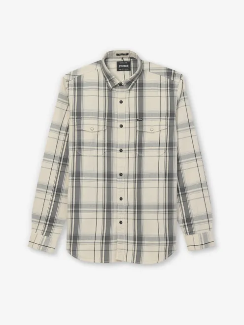 RIVER BLUE beige casual wear flannel shirt