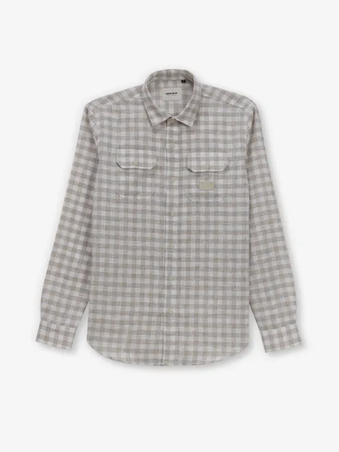 RIVER BLUE beige checks cotton shirt