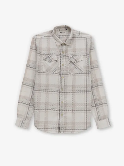 RIVER BLUE beige checks cotton shirt for mens
