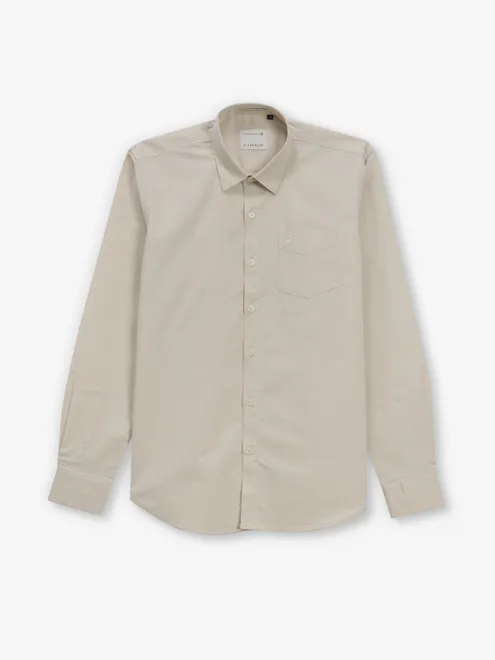 RIVER BLUE beige plain cotton shirt
